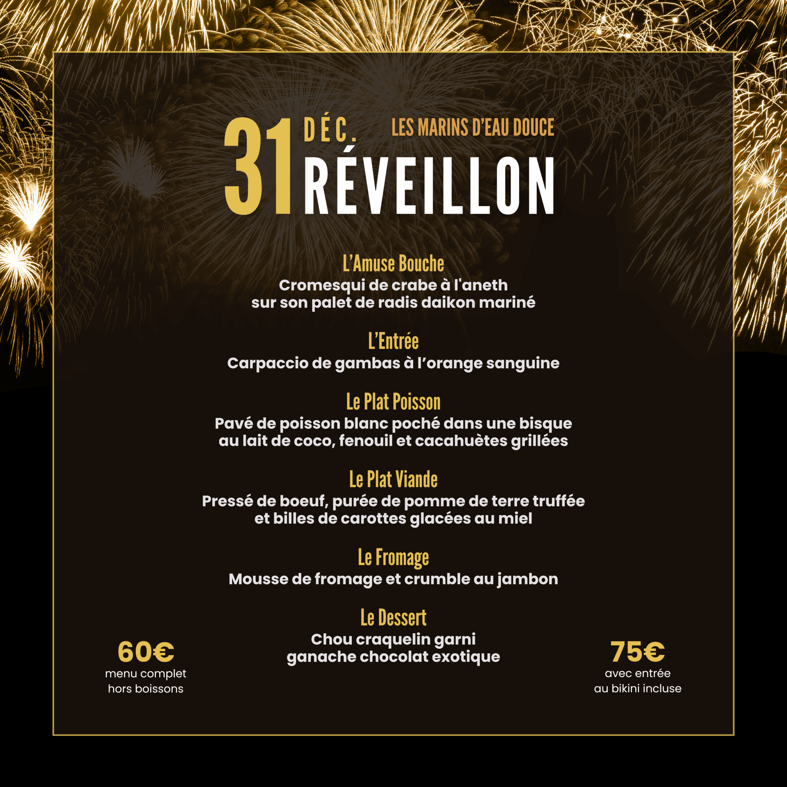 LES MARINS MENU REVEILLON 2025