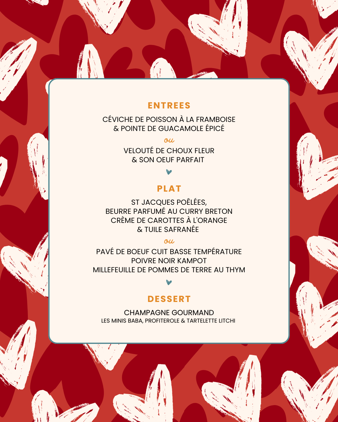 2025 MENU SAINT VALENTIN menu